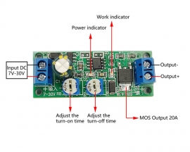 DC 7V-30V Dual Cycle Relay MOS Controller Module Adjustable Time 100s-ON 100s-OFF Power-ON Trigger Control Switch